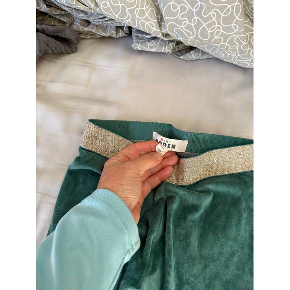 Mini Boden green velour leggings size 7-8 - Picture 2 of 3